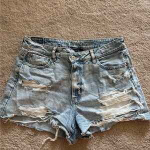 American Eagle Outfitters Light Blue Distressed Jean Shorts